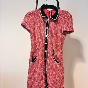 Maje Red and Black Textured Dress
